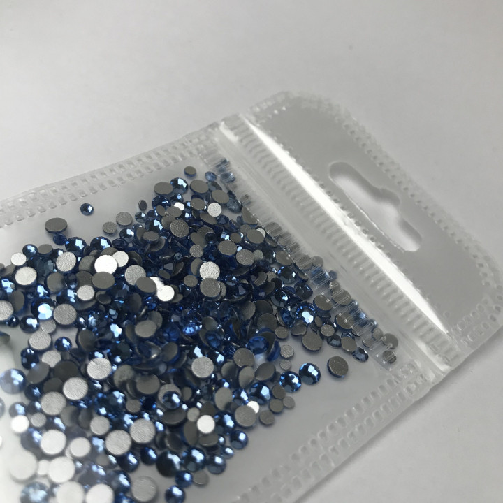 Стразы стекло MIX SS4-SS12 light sapphire 500 штук